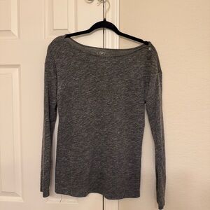 LOFT Charcoal Heather Long Sleeve Tee